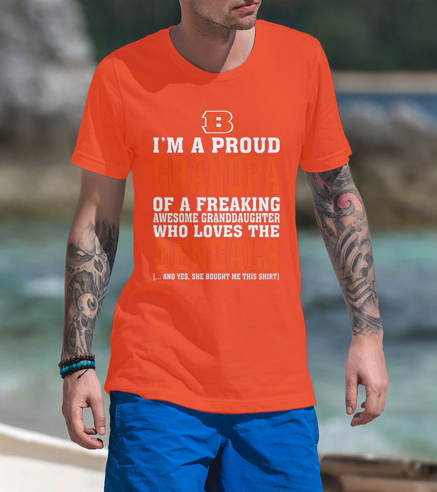 Cincinnati Bengals Proud Grandpa Of Awesome Granddaughter T-Shirt