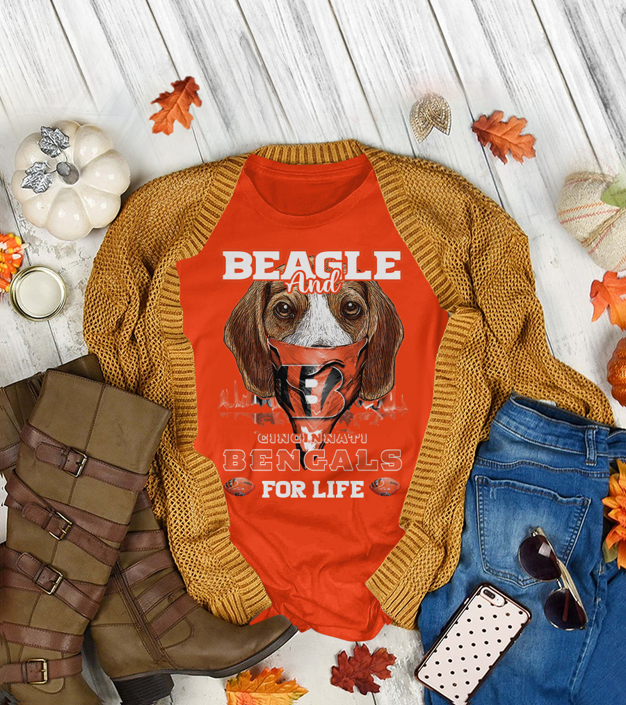 Beagle And Cincinnati Bengals For Life T-Shirt