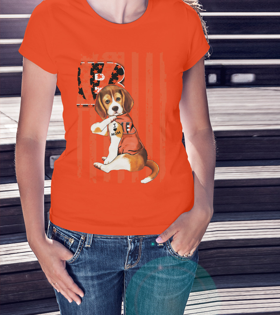 Beagle I Love Mom Cincinnati Bengals B T-Shirt