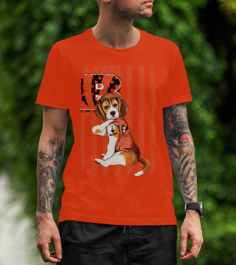 Beagle I Love Mom Cincinnati Bengals B T-Shirt