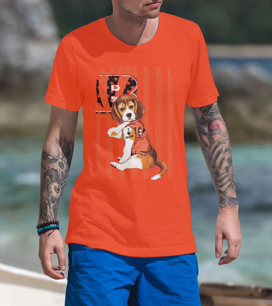 Beagle I Love Mom Cincinnati Bengals B T-Shirt