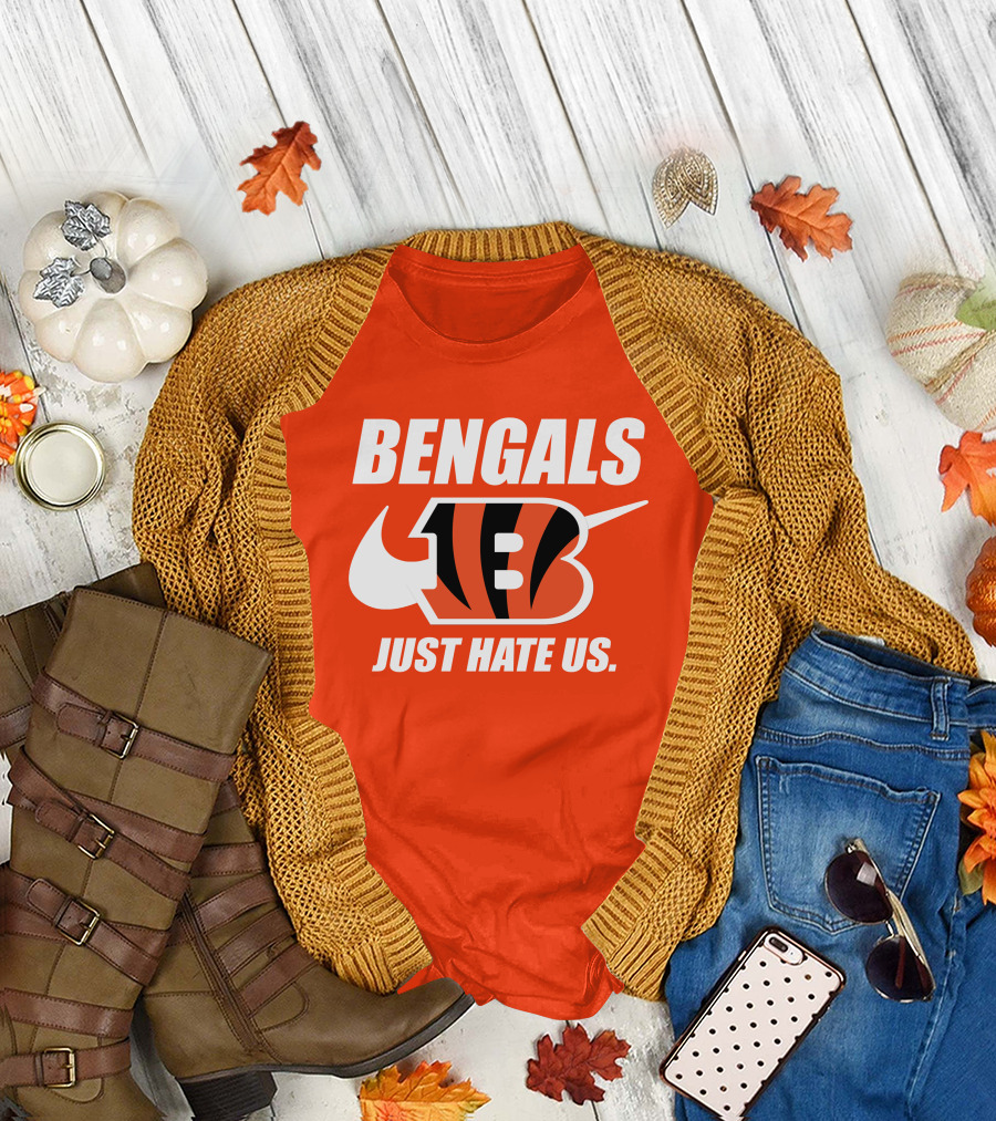 Bengals Just Hate Us Tiger Stripes Football T-Shirt