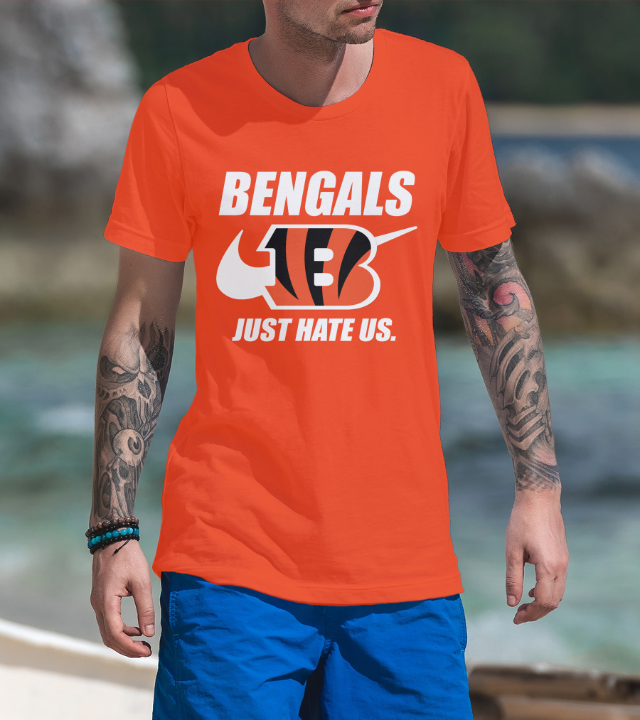 Bengals Just Hate Us Tiger Stripes Football T-Shirt