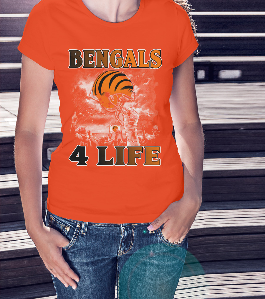 Bengals 4 Life Cincinnati Football Team Helmet Celebration T-Shirt