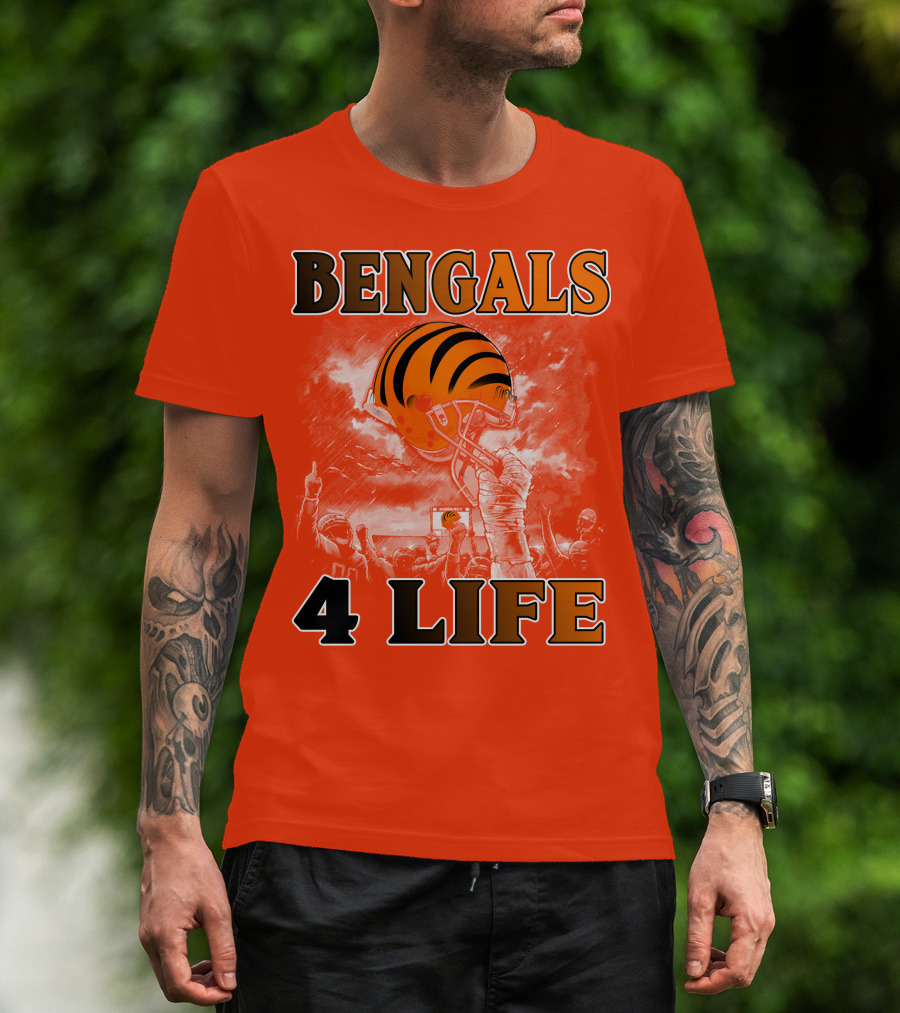 Bengals 4 Life Cincinnati Football Team Helmet Celebration T-Shirt
