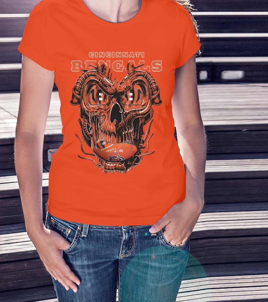 CINCINNATI BENGALS Dragonskull Football T-Shirt