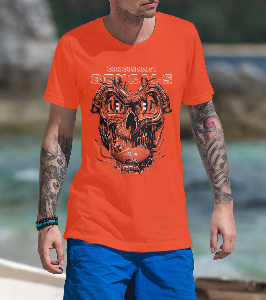 CINCINNATI BENGALS Dragonskull Football T-Shirt