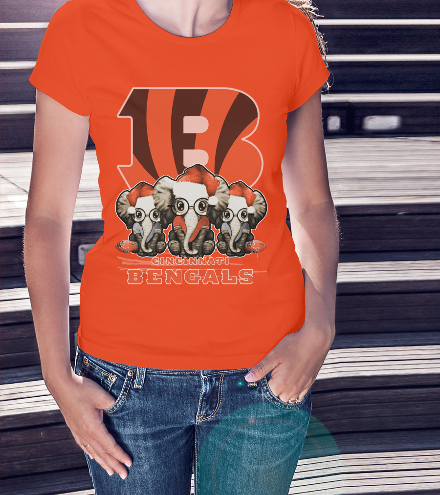 Cincinnati Bengals Xmas Elephants T-Shirt
