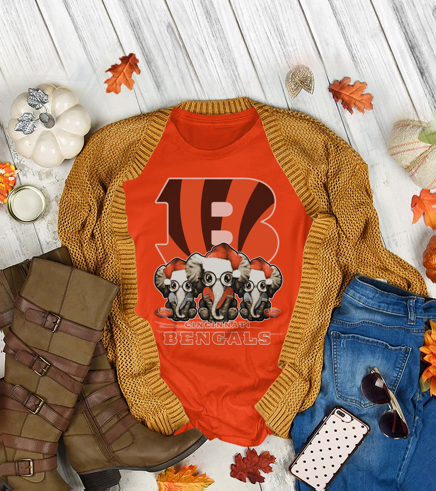 Cincinnati Bengals Xmas Elephants T-Shirt