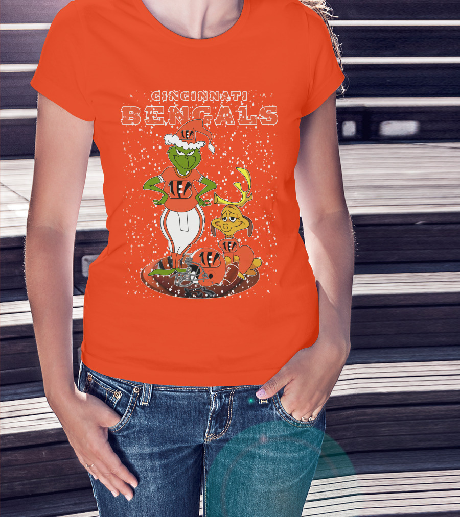 Cincinnati Bengals Grinch Holiday Football Mischief T-Shirt