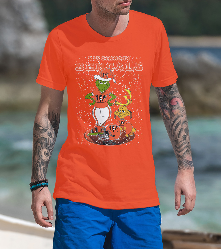 Cincinnati Bengals Grinch Holiday Football Mischief T-Shirt