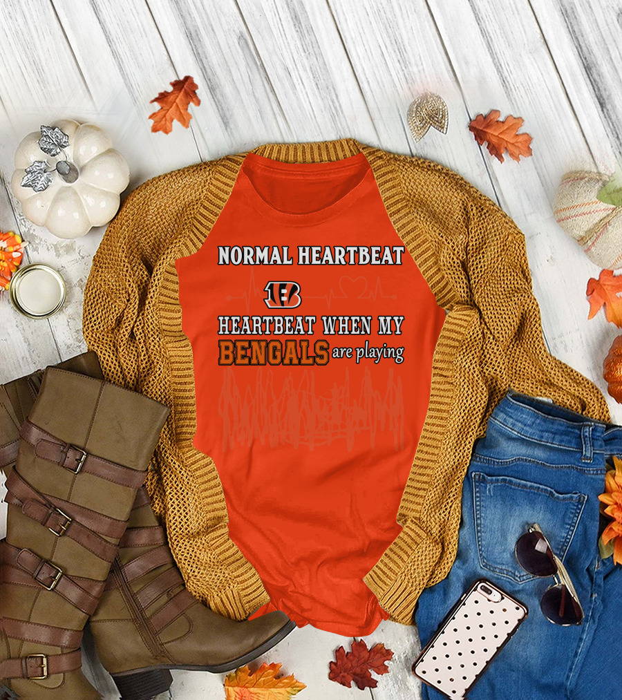 Normal Heartbeat Heartbeat When My Bengals Are Playing T-Shirt