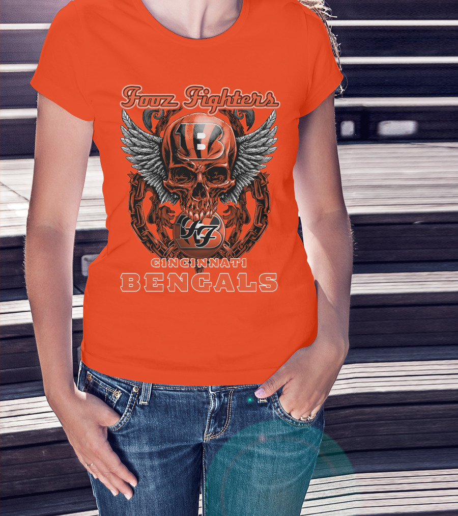 Foo Fighters Cincinnati Bengals Skull And Wings T-Shirt
