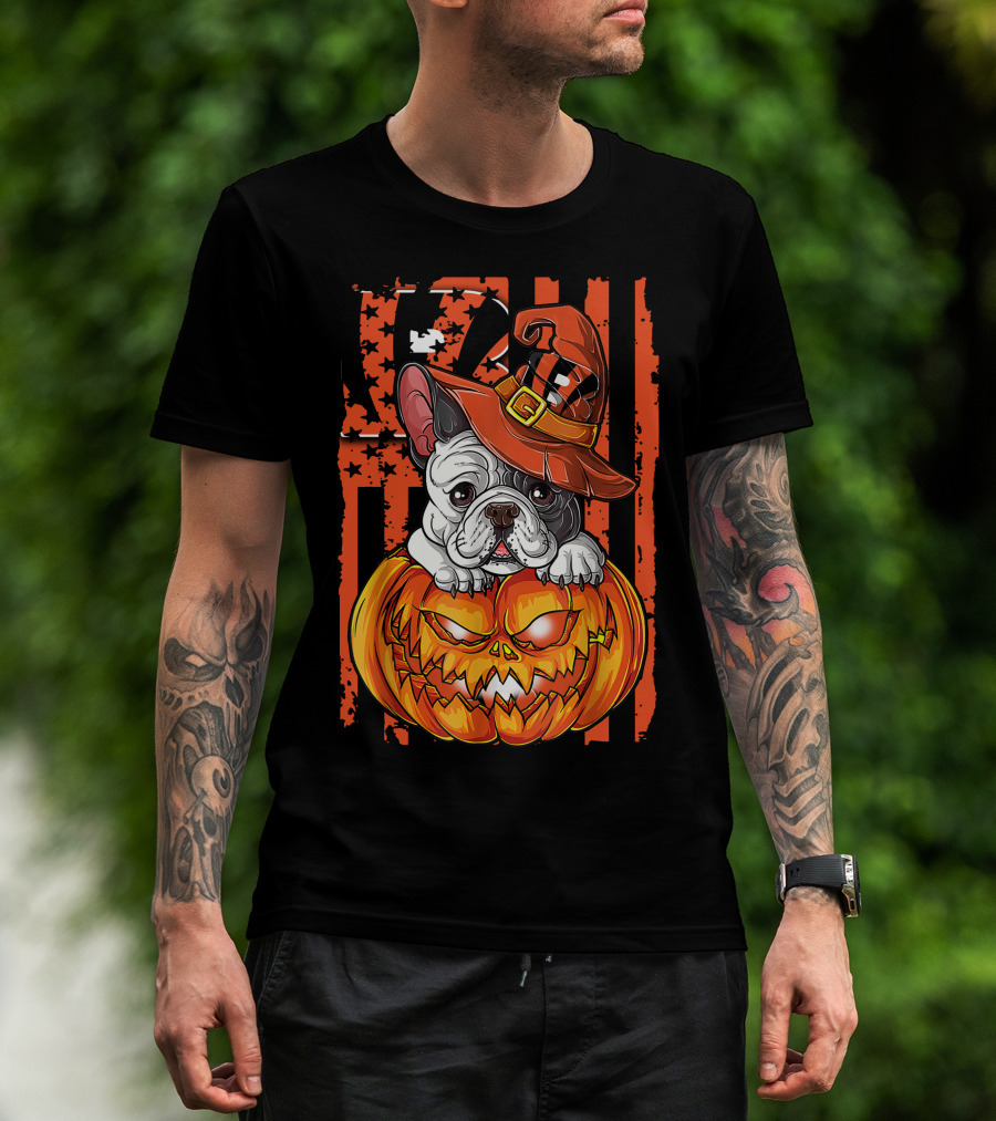 Cincinnati Bengals Bulldog Halloween Pumpkin T-Shirt