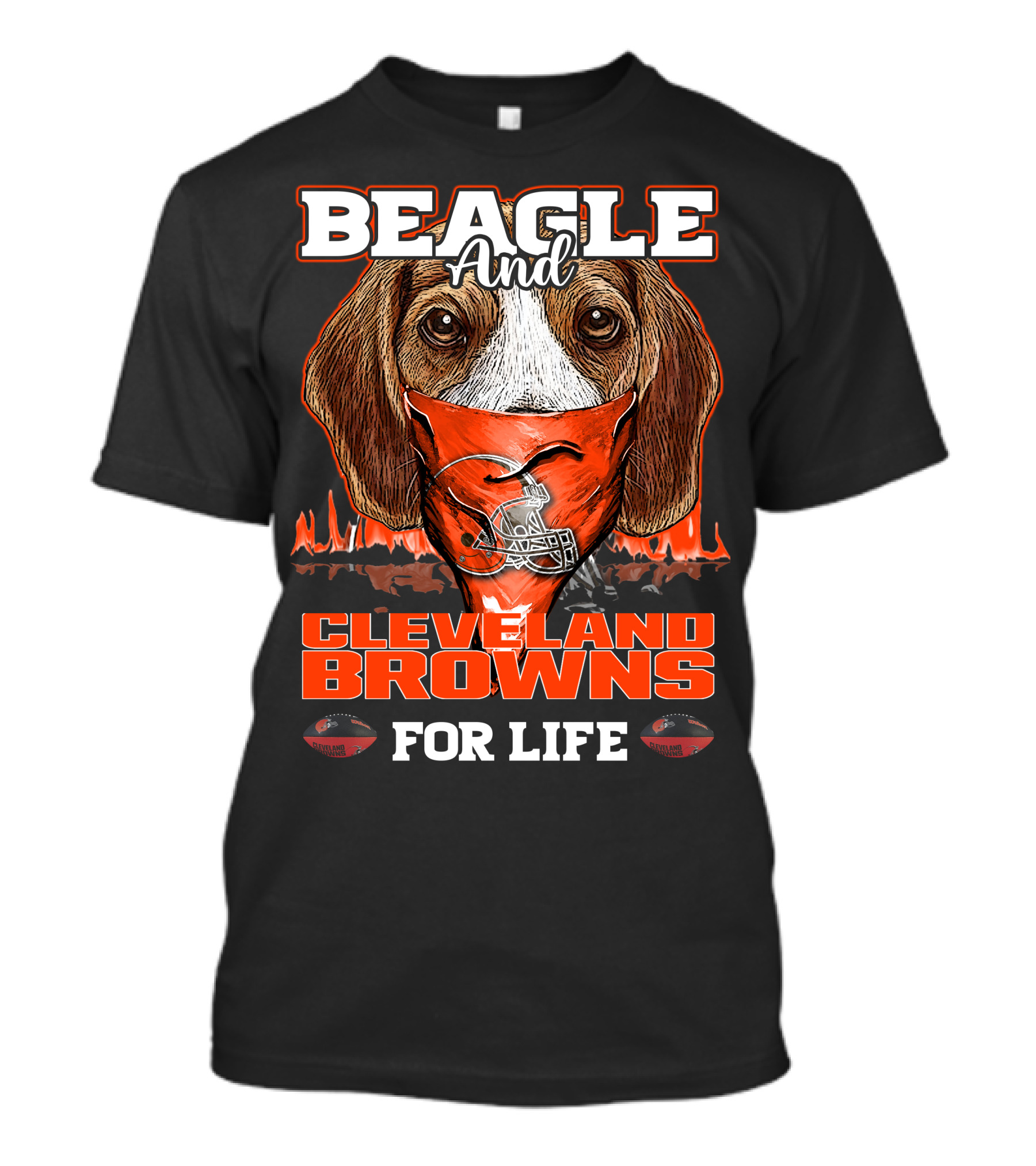 Beagle And Cleveland Browns For Life T-Shirt