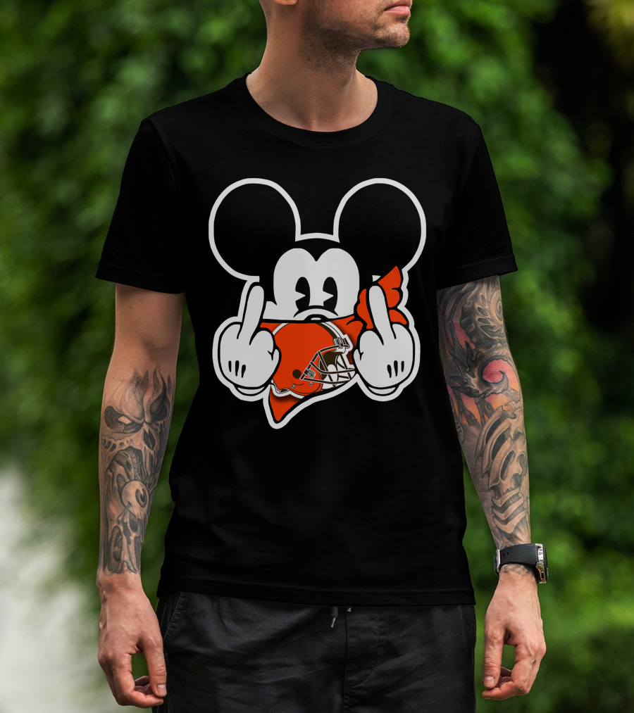 Cleveland Browns Mickey Ears Gesture T-Shirt