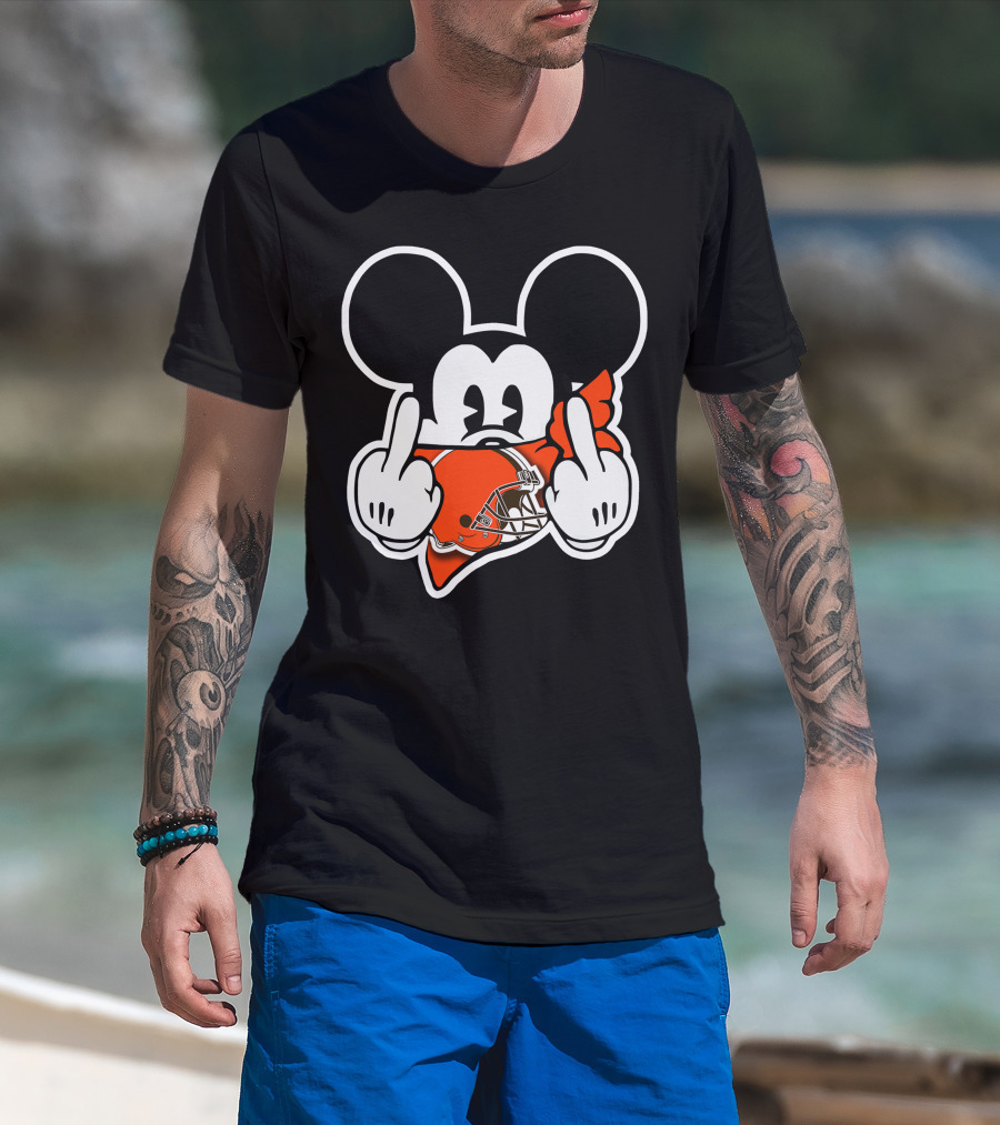 Cleveland Browns Mickey Ears Gesture T-Shirt