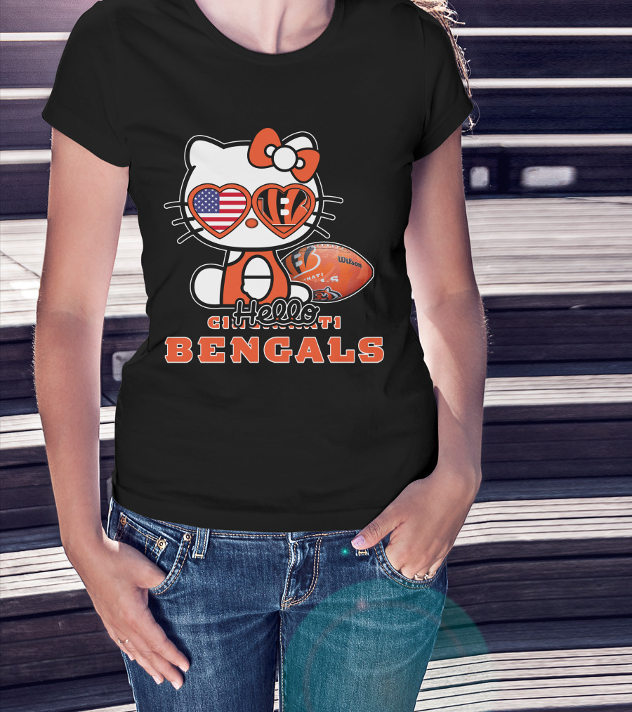 Hello Kitty Cincinnati Bengals American Football Fan Edition T-Shirt
