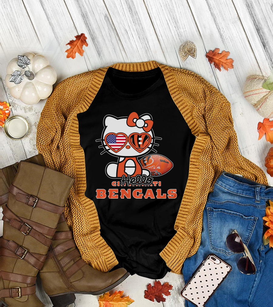 Hello Kitty Cincinnati Bengals American Football Fan Edition T-Shirt