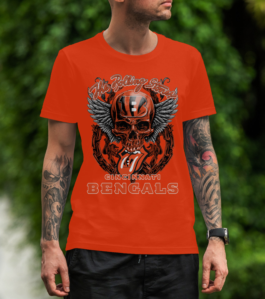 The Rolling Stones Cincinnati Bengals Nfl Collaboration With Skull And Wings T-Shirt