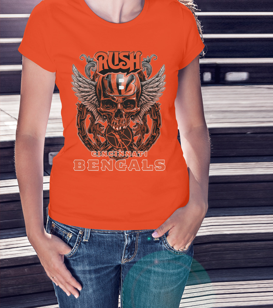 Rush Cincinnati Bengals Helmet Wings Skull T-Shirt