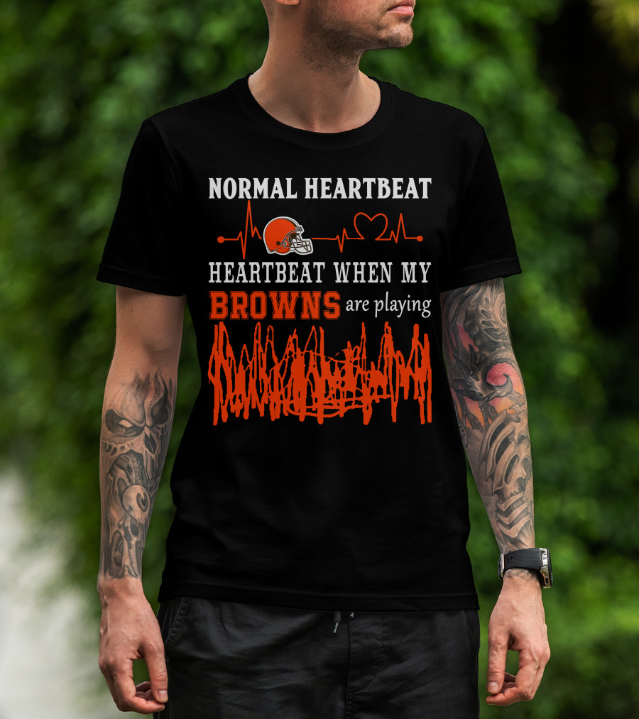 Normal Heartbeat Heartbeat When My Browns Are Playing Cleveland Browns Helmet T-Shirt