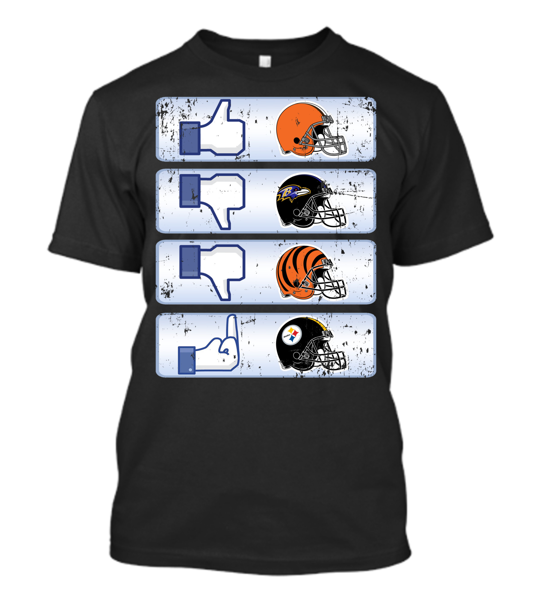 Cleveland Browns 69 Helmet Thumbs Up Like Steelers Bengals Ravens Logos T-Shirt