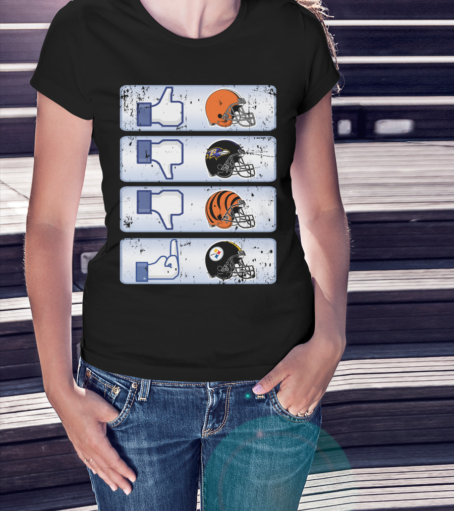Cleveland Browns 69 Helmet Thumbs Up Like Steelers Bengals Ravens Logos T-Shirt