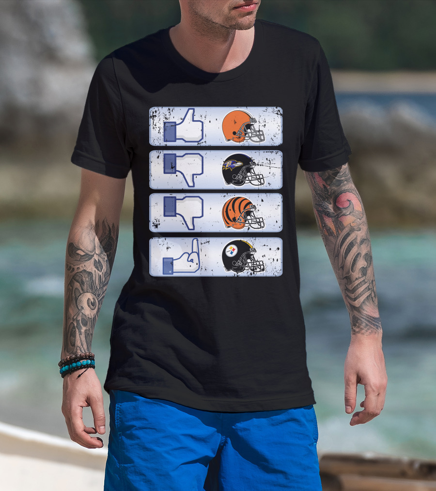 Cleveland Browns 69 Helmet Thumbs Up Like Steelers Bengals Ravens Logos T-Shirt