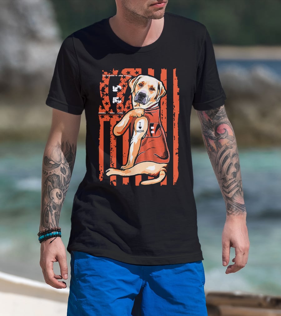 Labrador Retriever I Love Mom Cincinnati Bengals T-Shirt