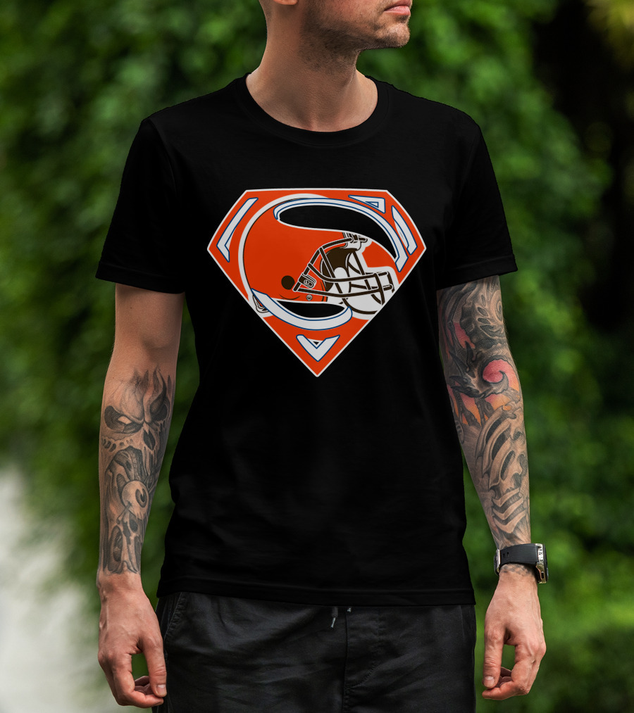 Cleveland Browns Helmet Superman Logo 72 T-Shirt