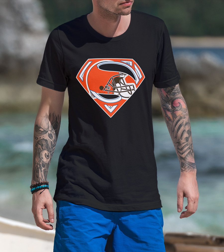 Cleveland Browns Helmet Superman Logo 72 T-Shirt