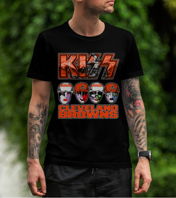 KISS Cleveland Browns Faces With Helmets T-Shirt