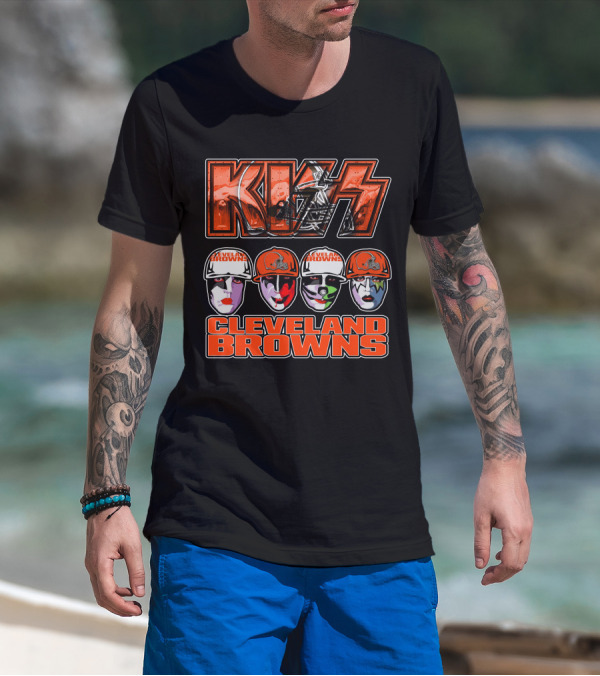 KISS Cleveland Browns Faces With Helmets T-Shirt