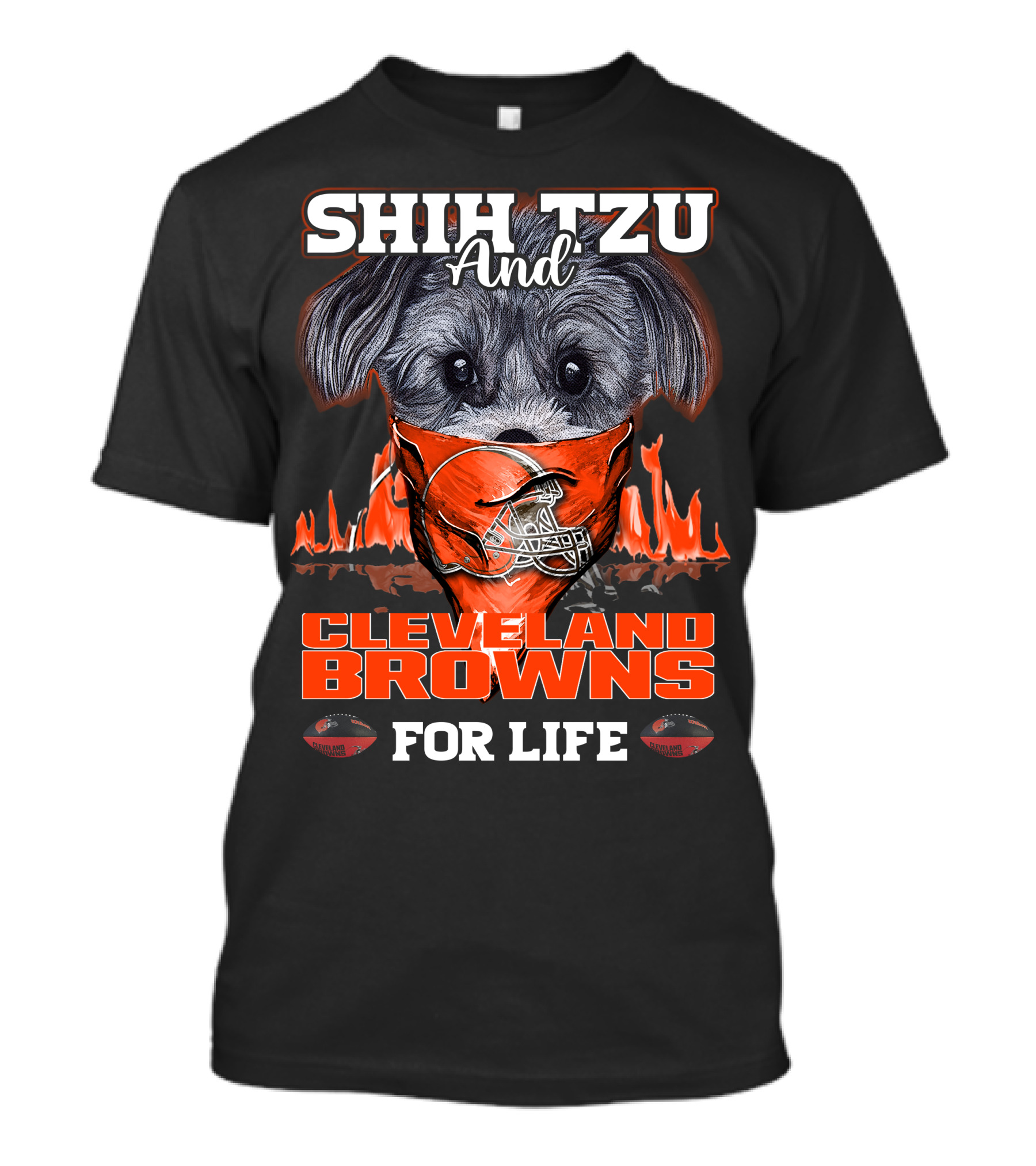 Shih Tzu And Cleveland Browns For Life T-Shirt