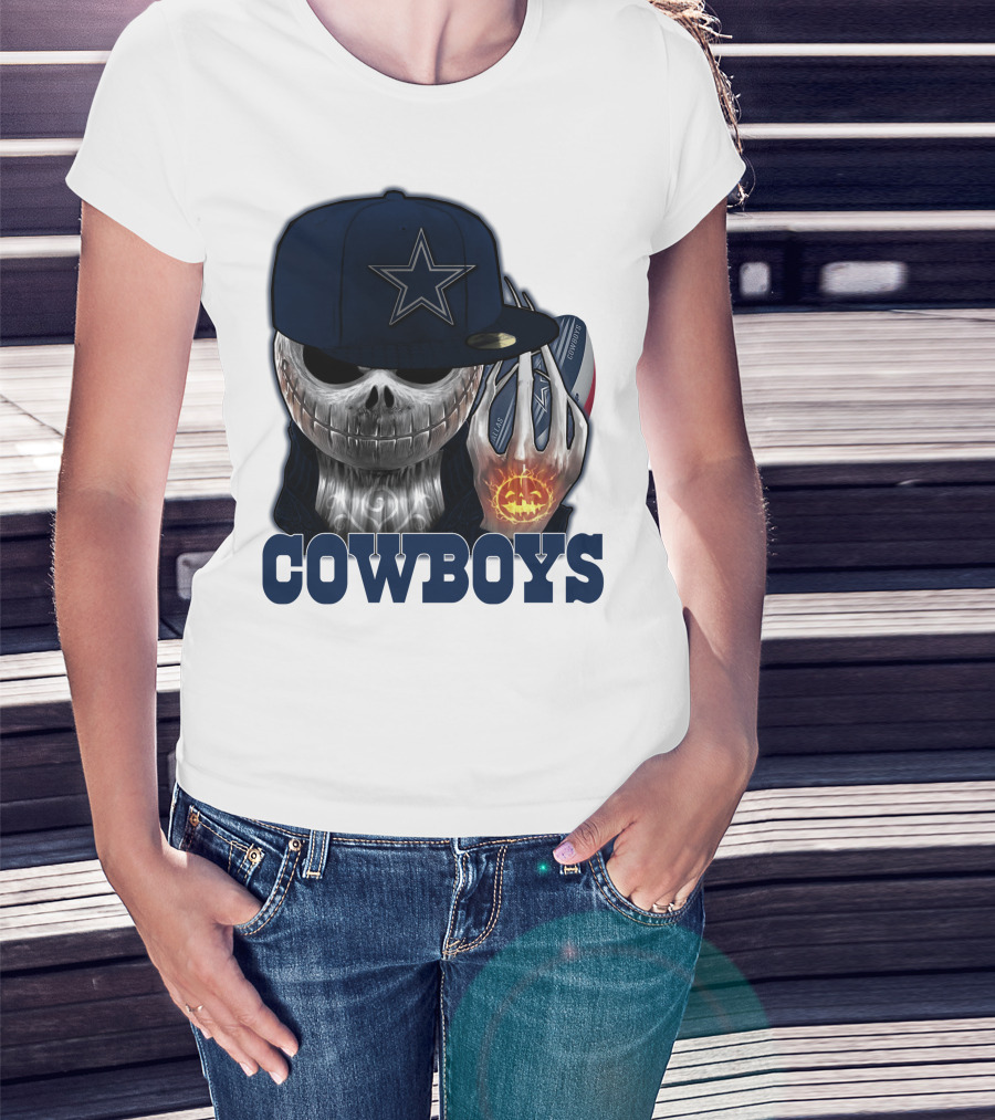 Jackskull Cowboys Halloween Star Football T-Shirt