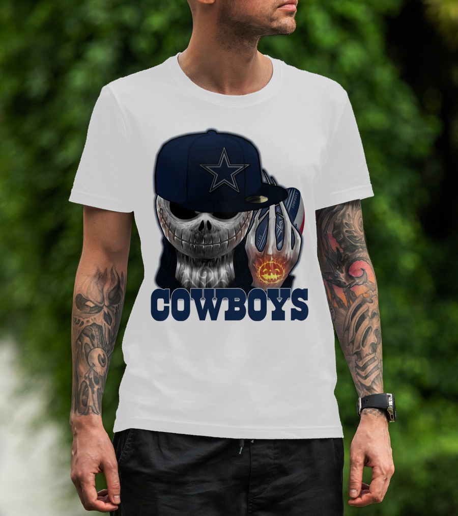 Jackskull Cowboys Halloween Star Football T-Shirt