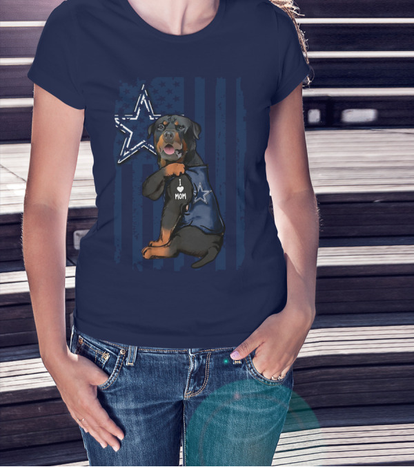 Rottweiler I Love Mom Dallas Cowboys Star T-Shirt