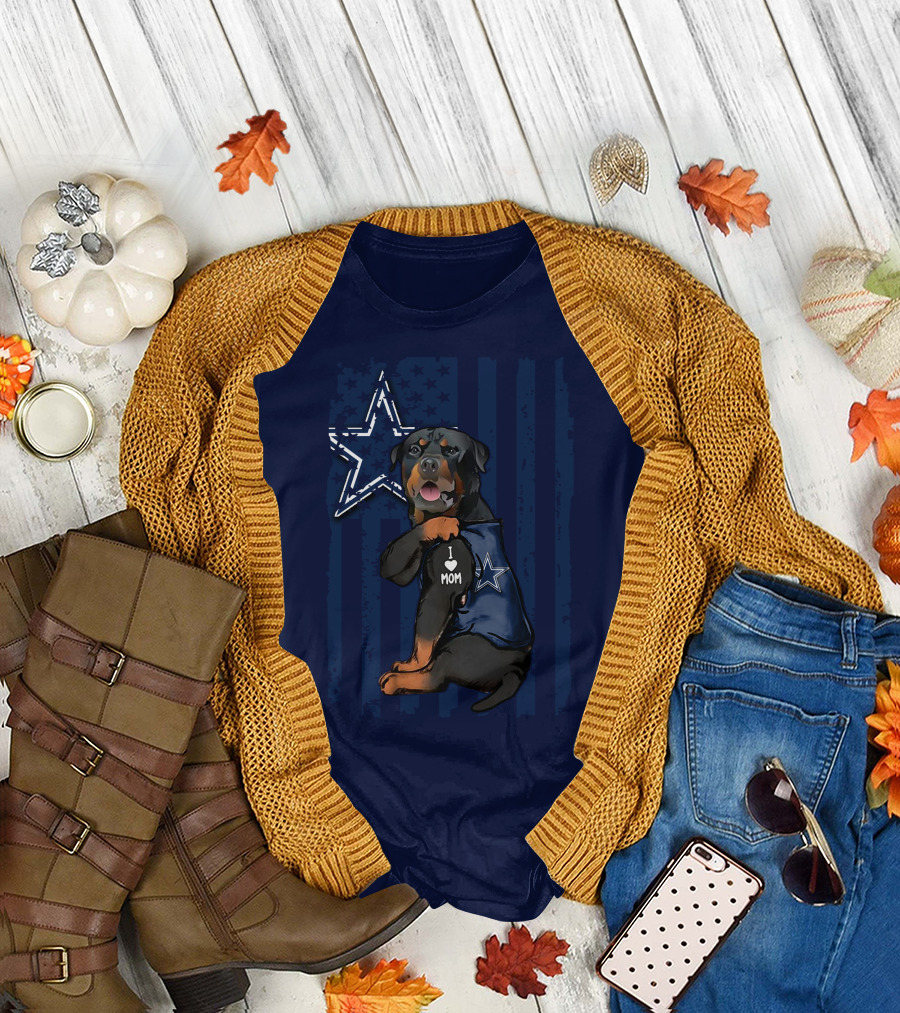 Rottweiler I Love Mom Dallas Cowboys Star T-Shirt