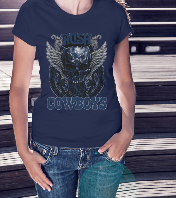 RUSH DALLAS COWBOYS WINGED STAR SKULL T-Shirt