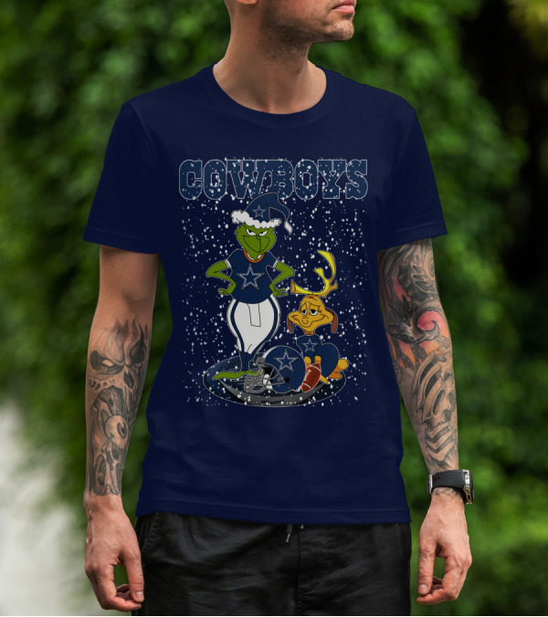 Grinchxmas Cowboys Football Holiday Mashup T-Shirt