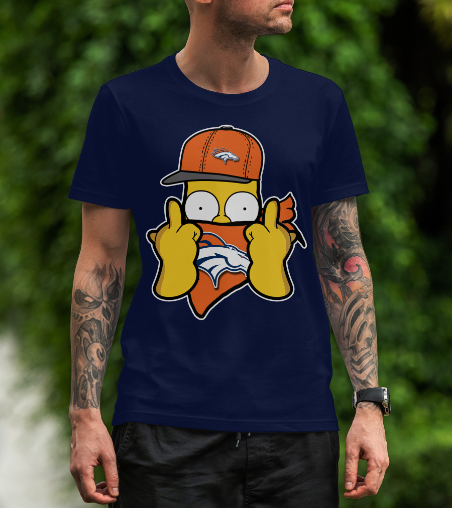 Denver Broncos Homer Simpson Middle Finger Gesture T-Shirt