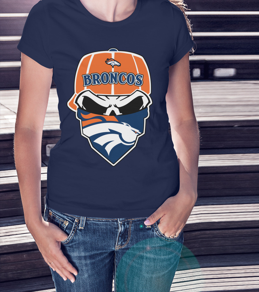 Broncos Skull Bandana Cap Logo Denver Broncos T-Shirt