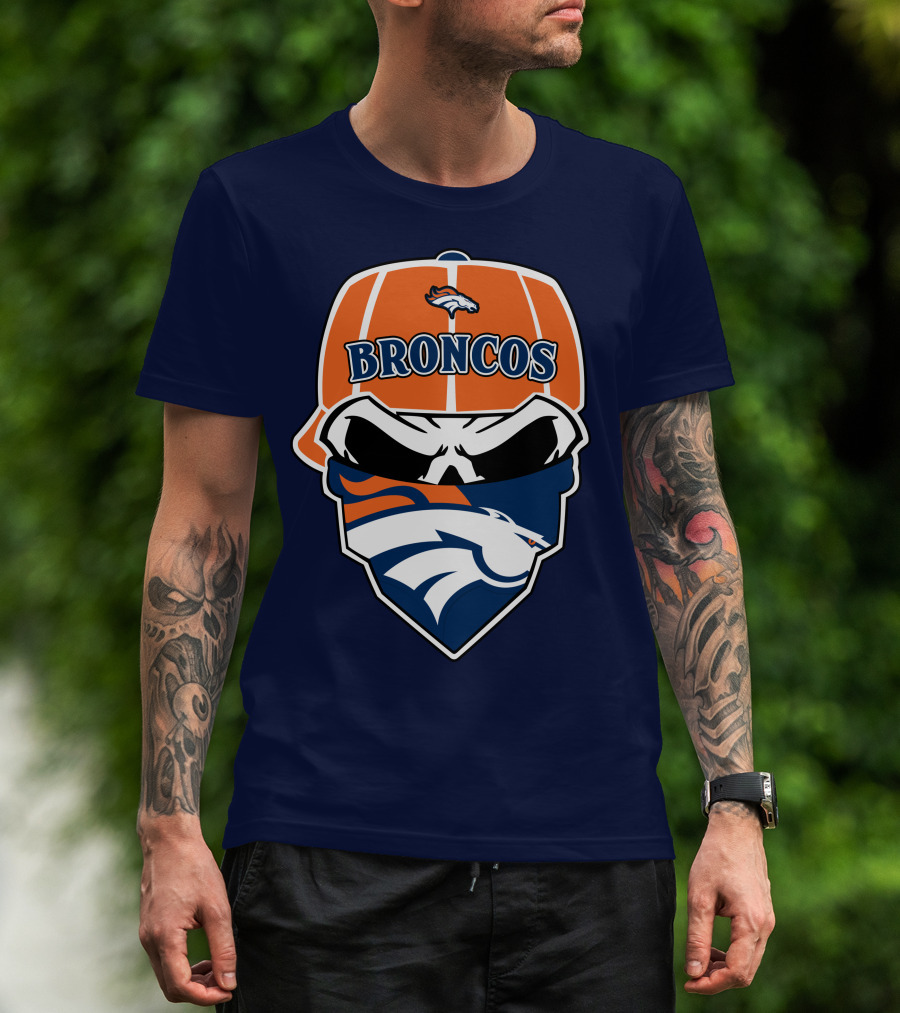 Broncos Skull Bandana Cap Logo Denver Broncos T-Shirt