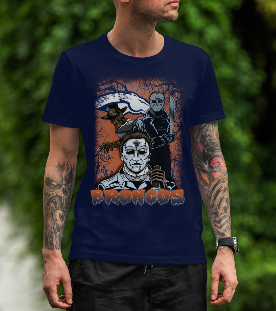 Broncos Horror Icons Halloween Denver T-Shirt
