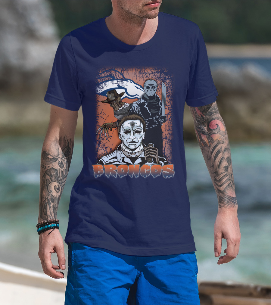 Broncos Horror Icons Halloween Denver T-Shirt