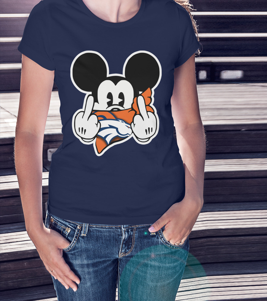 Denver Broncos Mickey Middle Fingers T-Shirt