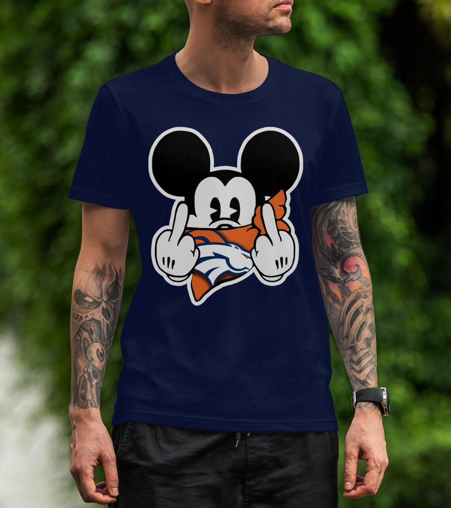 Denver Broncos Mickey Middle Fingers T-Shirt