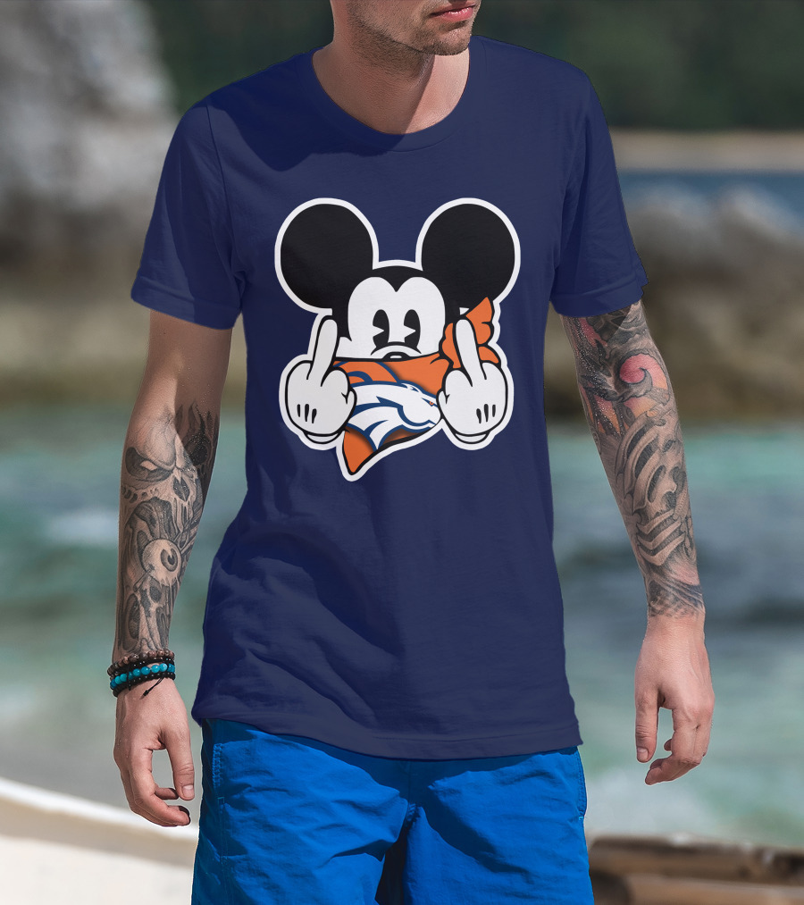 Denver Broncos Mickey Middle Fingers T-Shirt