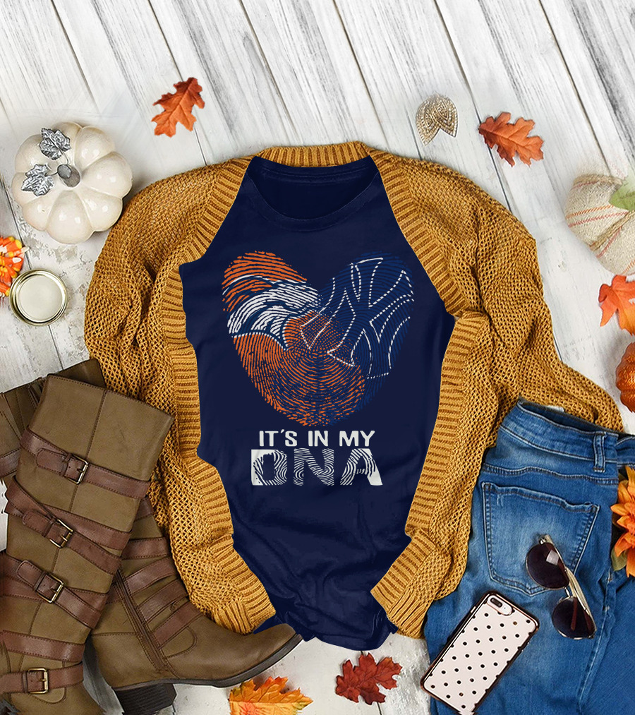 It's In My Dna Denver Broncos 04 Fingerprint Heart T-Shirt